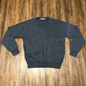 Peter Millar Sweater Men’s XL Merino Wool Gray V Neck Pullover Ribbed Preppy